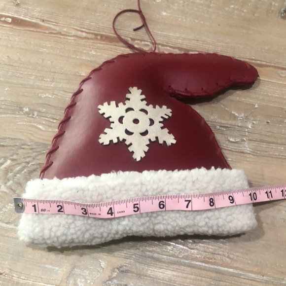 Red Leather Santa Hat - Picture 7 of 9